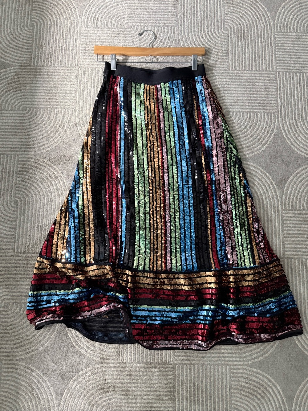 We Are the Others Multicolor Sequin Stripe A-Line Skirt